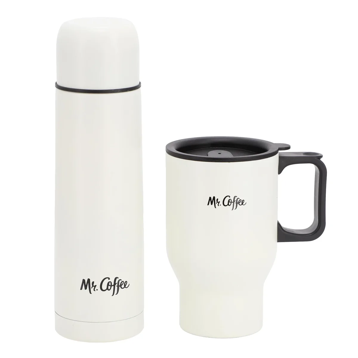 MR. COFFEE MR. COFFEE 510122590M 2-Piece Thermal Bottle &amp; Travel Mug Set White drinkware — product photo