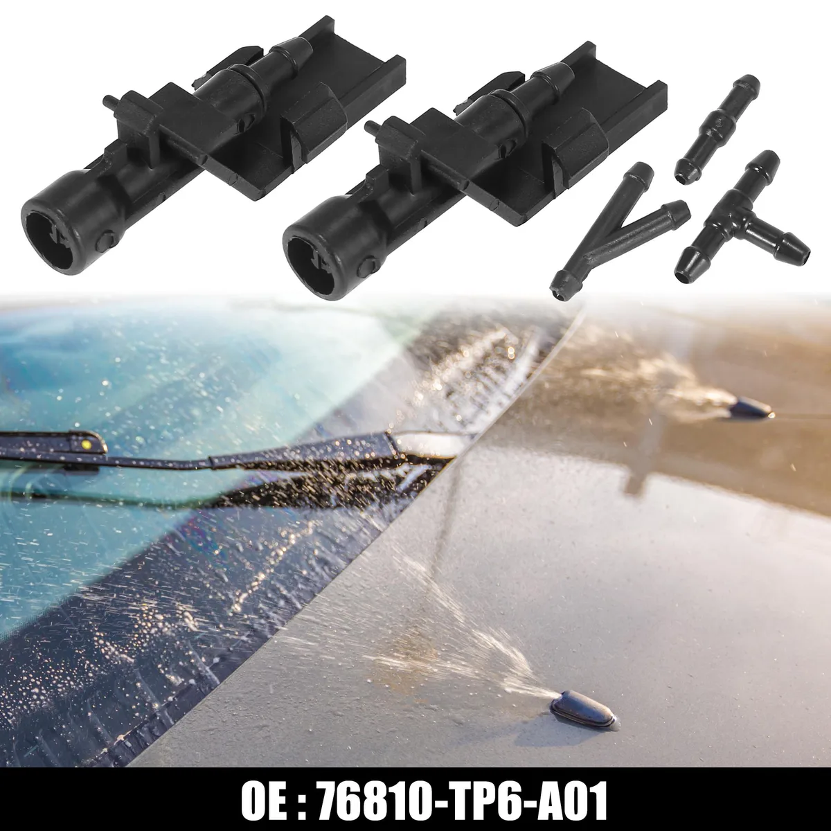 Unique-Bargains Unique-Bargains Front Windshield Washer Nozzles Fit for Honda CR-V 2012-2016 Pack of 5 Black — product photo