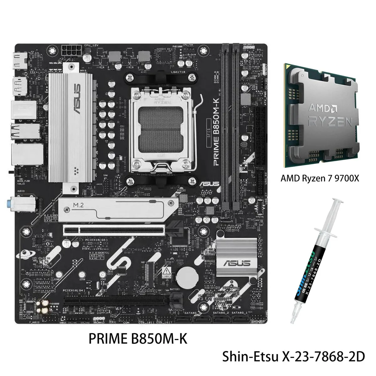 ASUS ASUS PRIME B850M-K & Ryzen 7 9700X AMD motherboard CPU combo — product photo