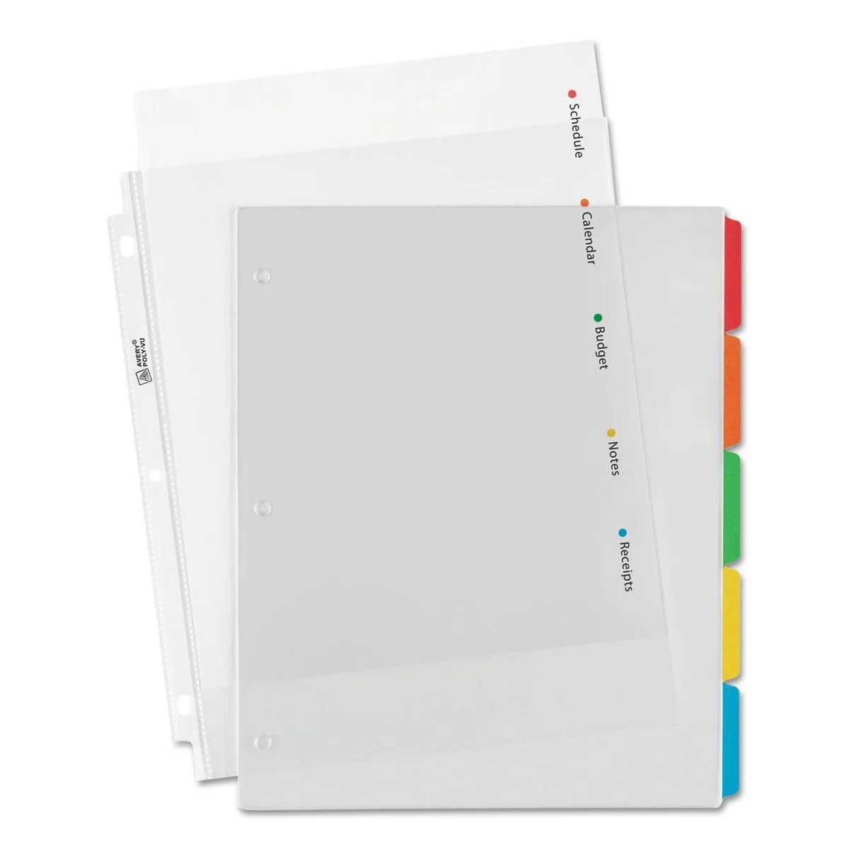 Avery Avery AVE16740 Clear View Plastic Dividers 5-Tab Multicolor accessory — product photo