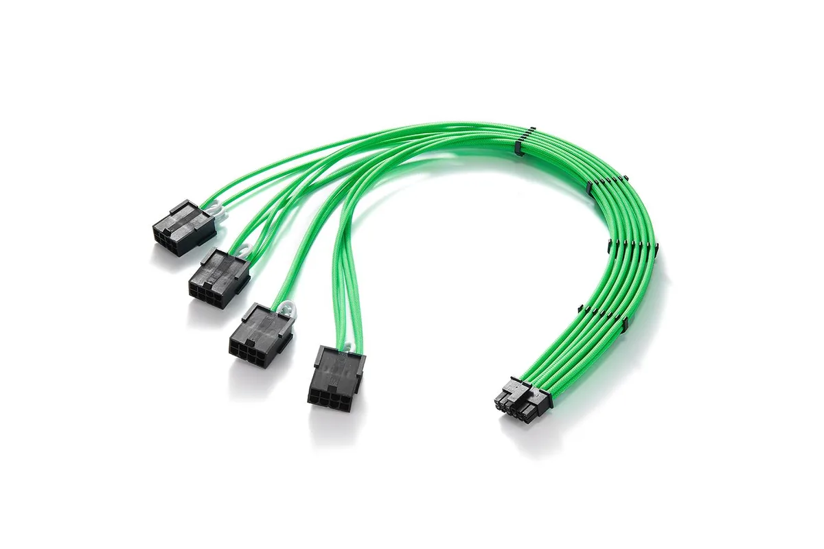 FormulaMod FormulaMod 16AWG 12VHPWR 16Pin to 4x8Pin PCIe 5.0 Extension Cable 17.7in Green — product photo