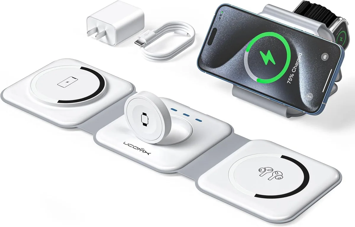 FLEANE FLEANE 3-in-1 Foldable Wireless Charger for iPhone 12-16, Watch, AirPods Pro — product photo