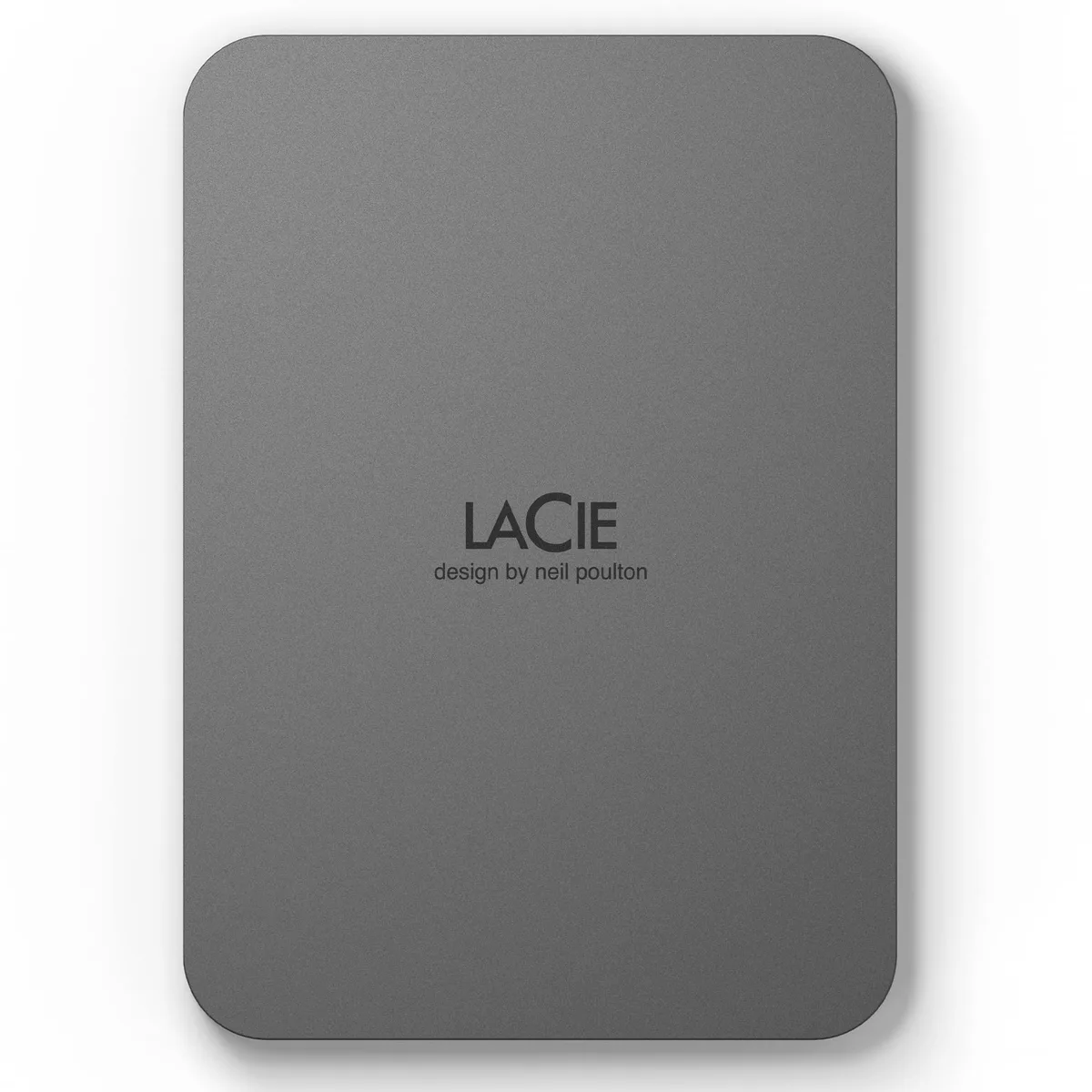 Space grey portable hard drive with sleek recycled aluminium case