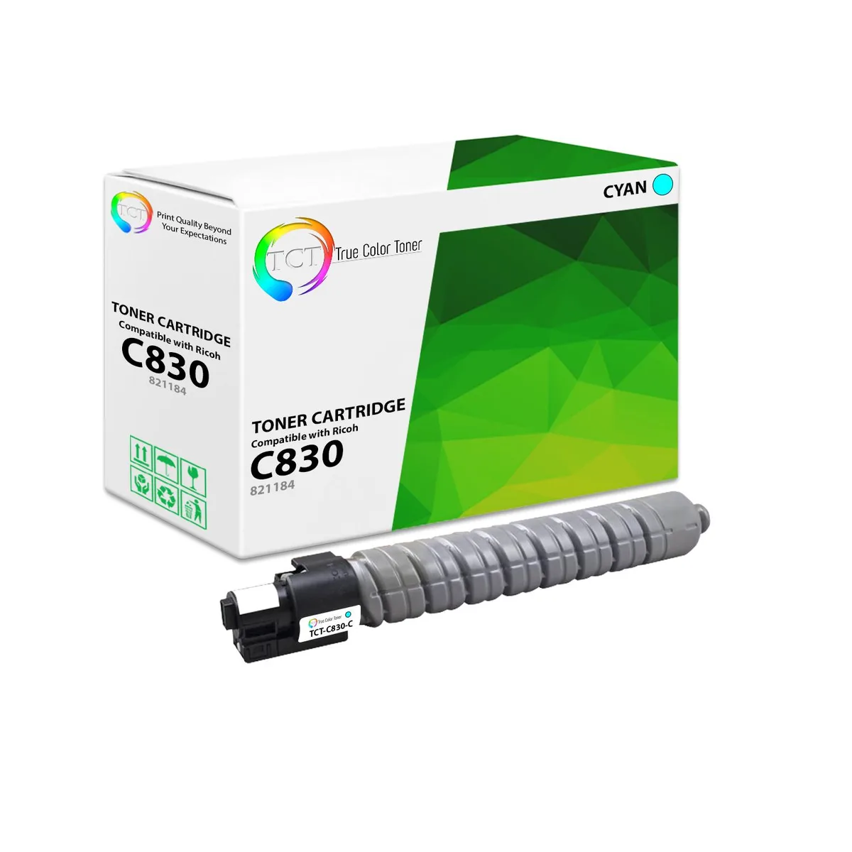 True Color Toner True Color Toner C830 Cyan Toner Cartridge 27000 Pages Replaces 821184 821120 — product photo