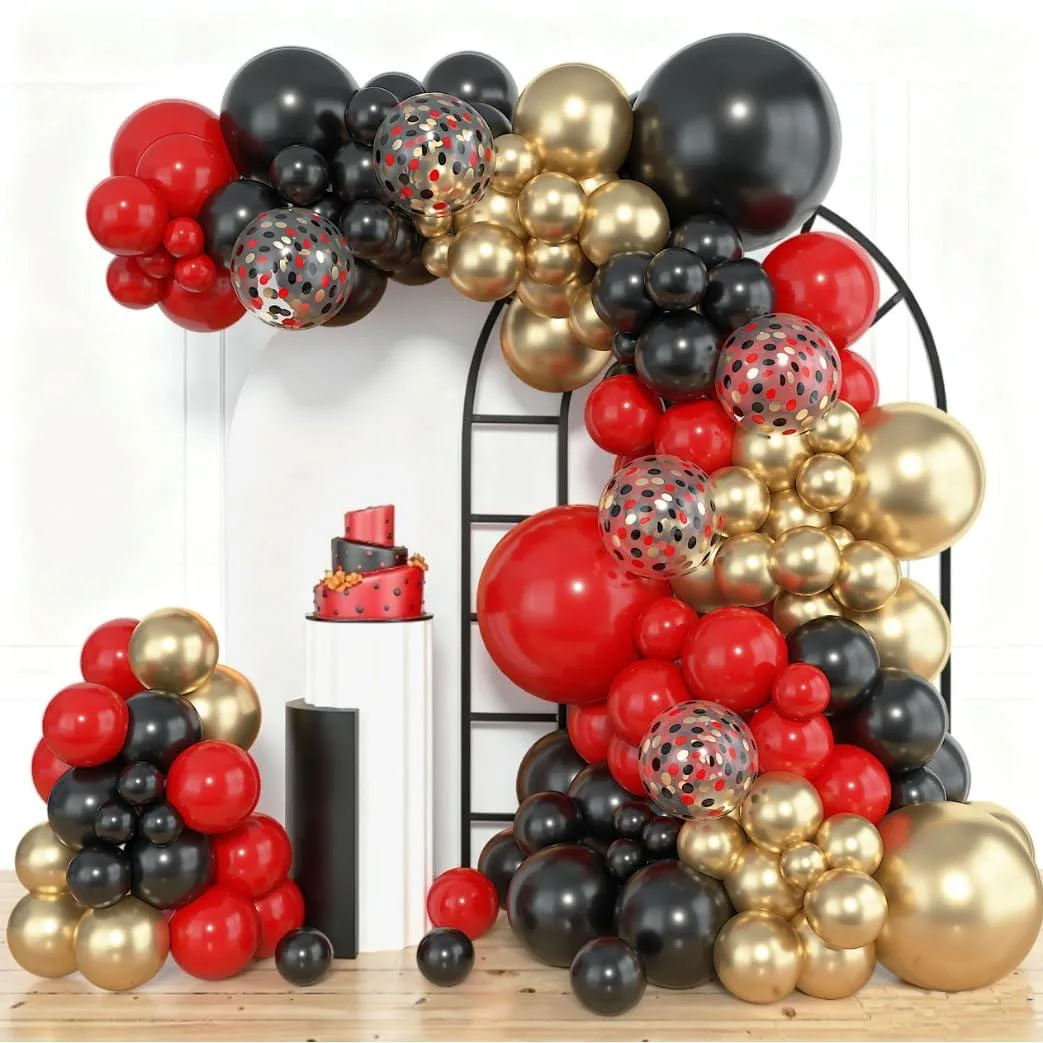  Amandir 153pcs Red Black Gold Balloon Garland Arch Kit PT-169-28 — product photo