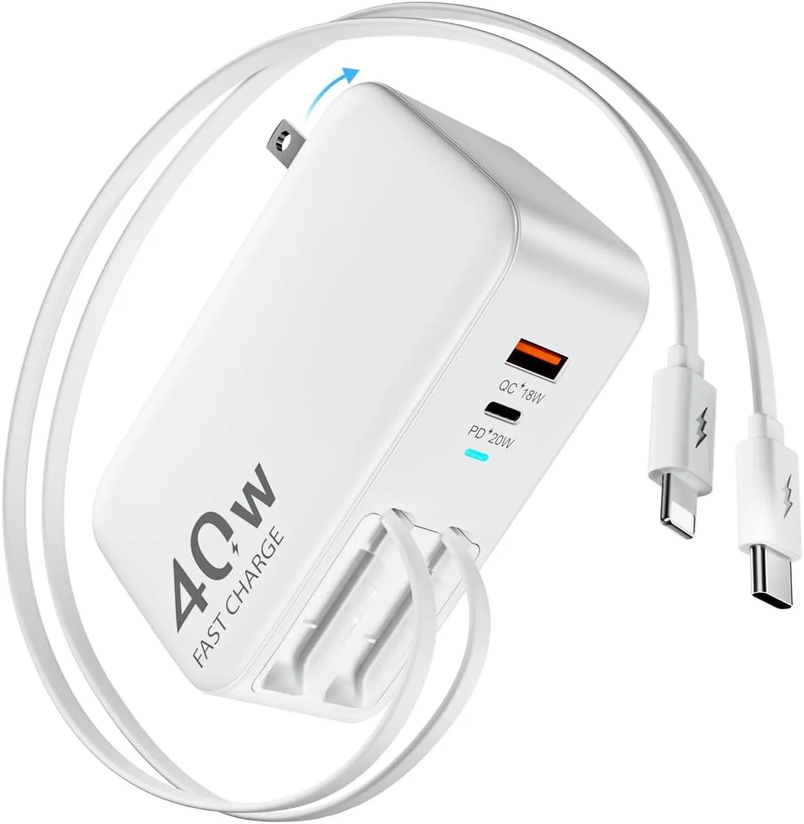 ONITOON ONITOON 4-in-1 Retractable Wall Charger 40W Dual 35.5in Cables — product photo