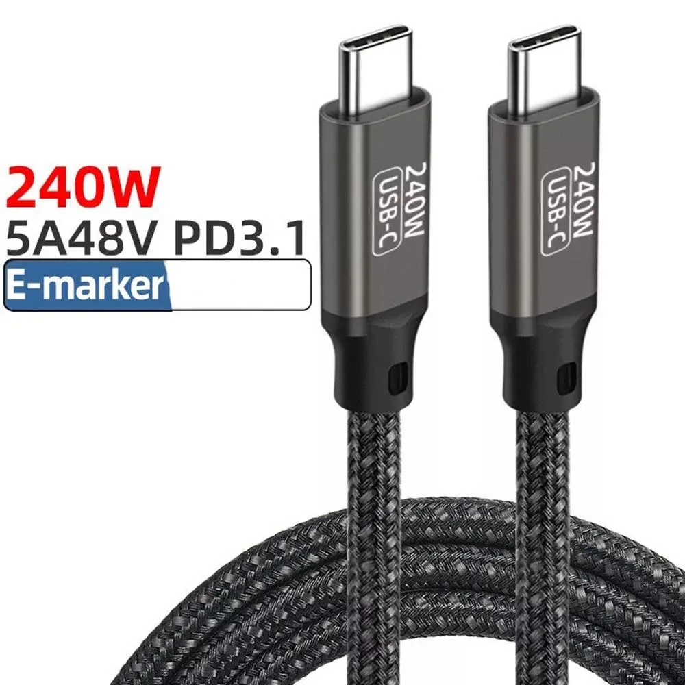 AUTYUE AUTYUE USB C to USB C Cable 240W 10ft 3M Black Nylon Braided E-Marker PD 3.1 480 Mbps — product photo