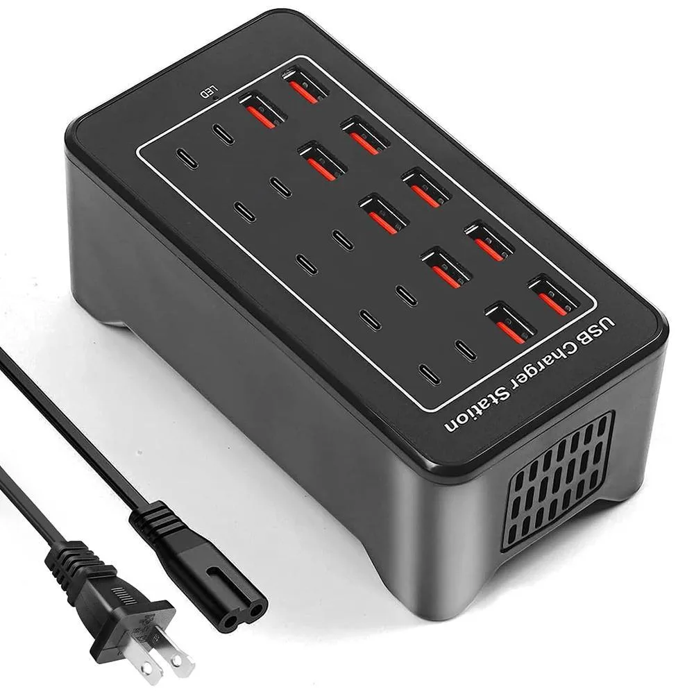 WRIARICH WRIARICH 100W 20-Port USB Charger (10A + 10C) Black — product photo