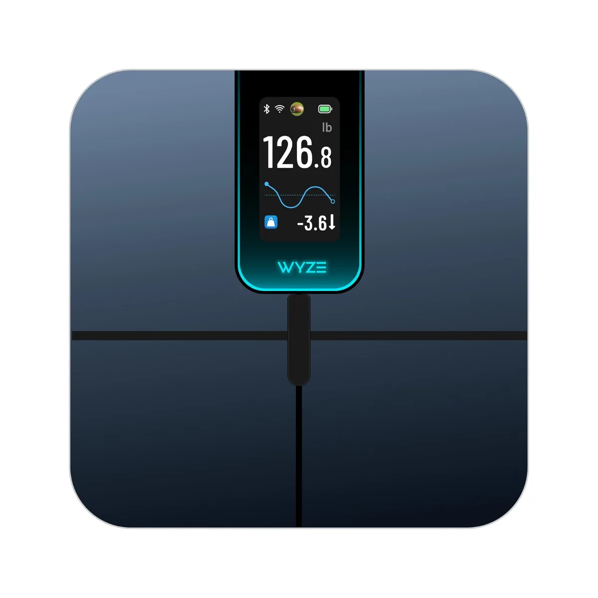 Black flat platform smart scale with 4.3 inch color display