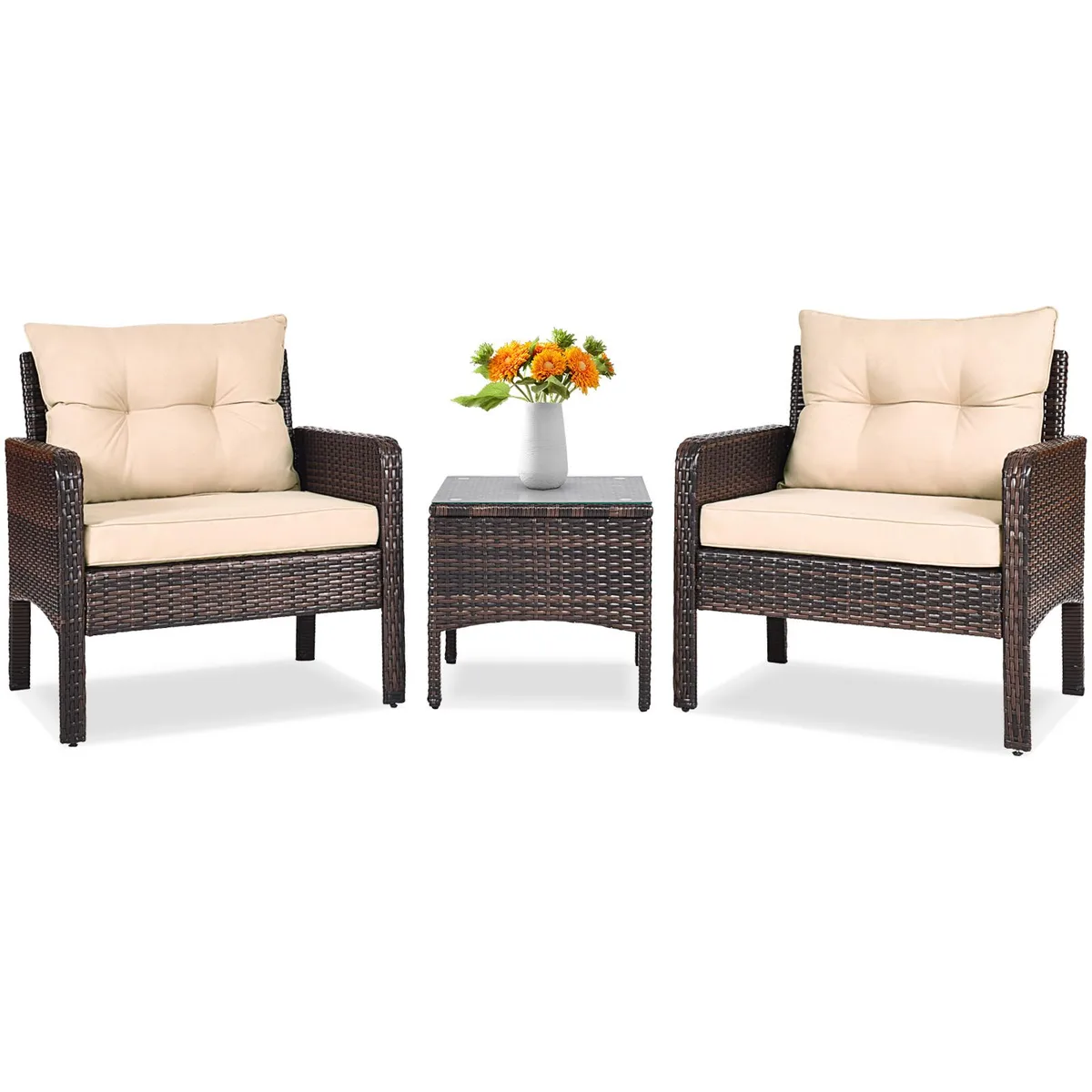 SlickBlue SlickBlue 3-Piece Rattan Conversation Set Beige — product photo
