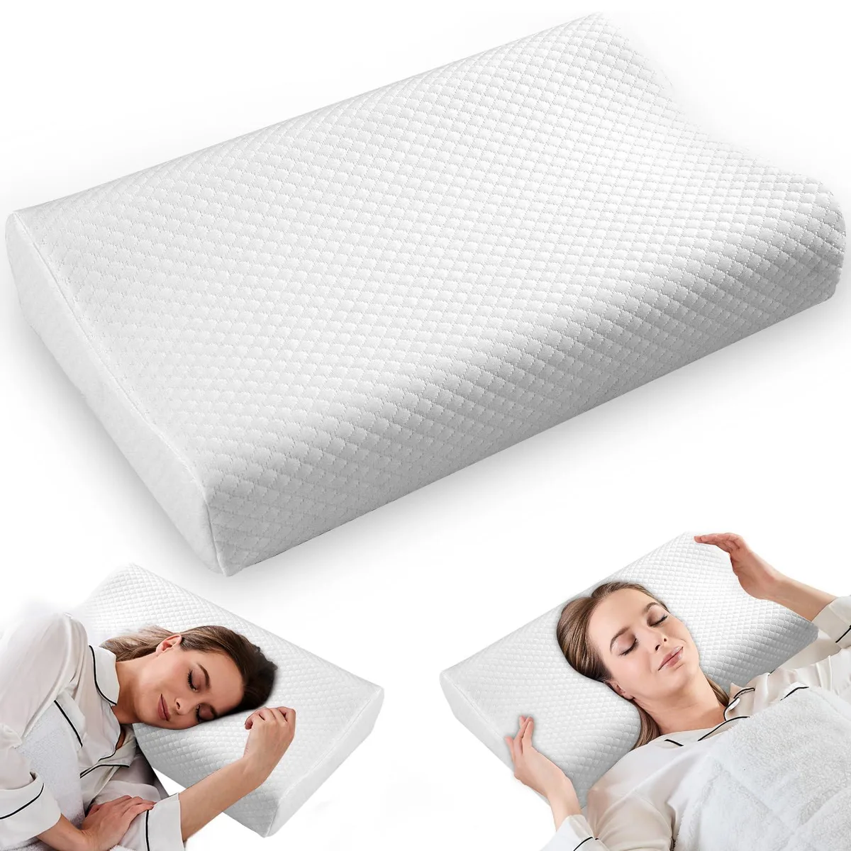 Small black orthopedic memory foam pillow with contour shape