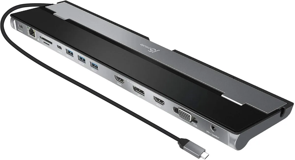 j5create j5create USB-C Triple Monitor Docking Station with Notebook Stand — product photo