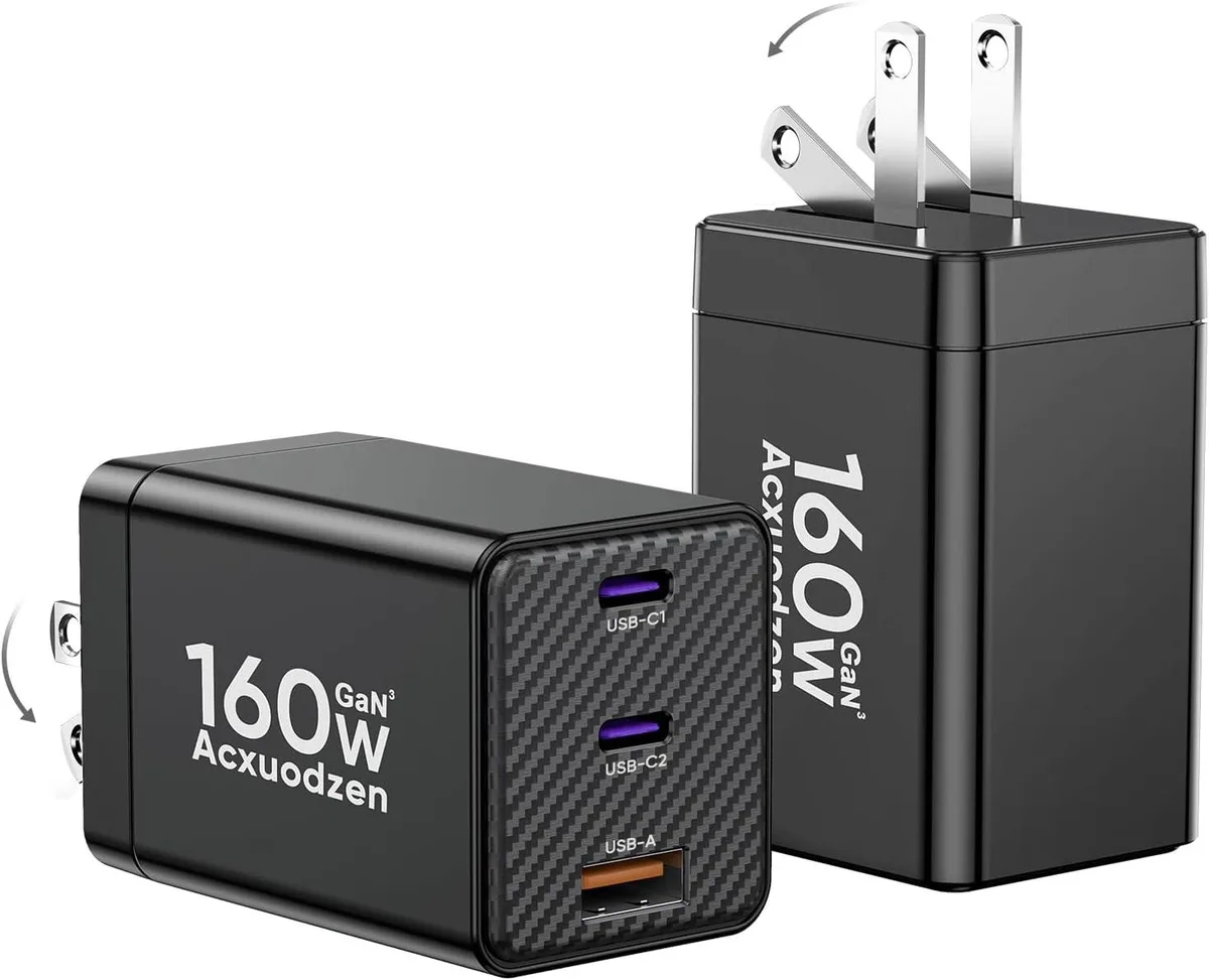 Elestur Elestur USB-C Charger 160W 3-Port GaN 2-Pack Black — product photo