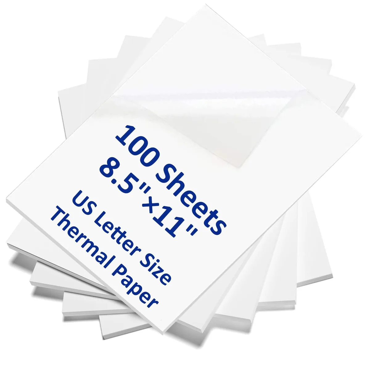 Pack of 100 white matte thermal sheets, 8.5 by 11 inches