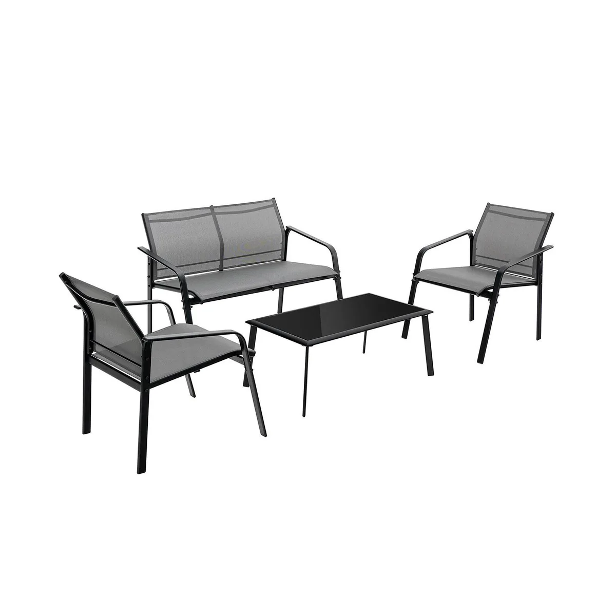 SlickBlue SlickBlue 4-Piece Patio Furniture Set Grey 35.5" Table 28" Chairs 44.5" Loveseat — product photo