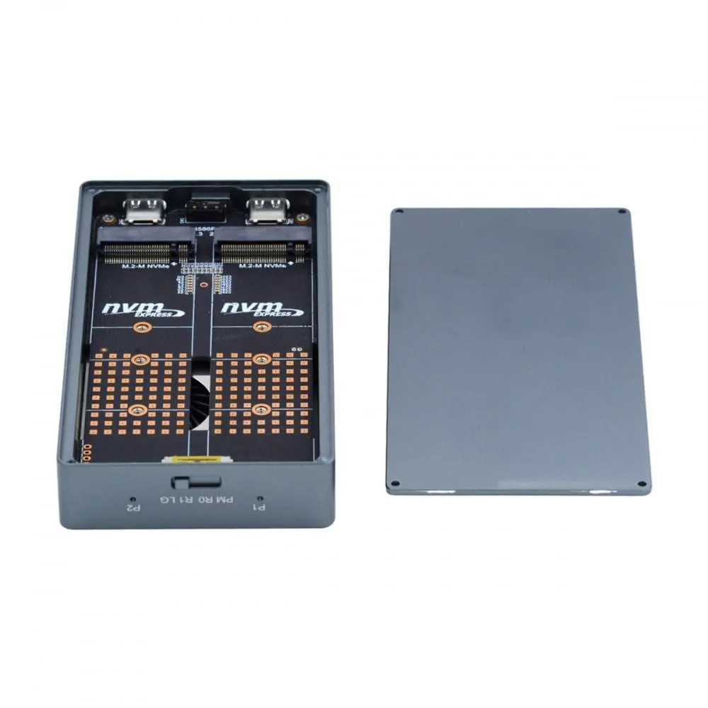 Aluminium enclosure with cooling fan, USB-C cable attached