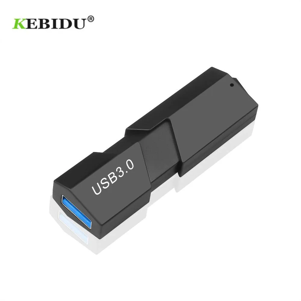 Compact black USB 3.0 micro SD card reader with 8-in-1 slot