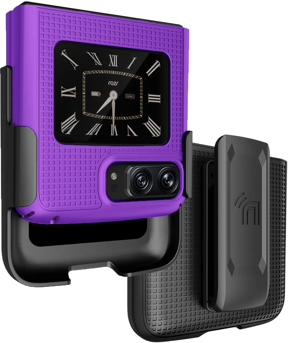 Nakedcellphone Nakedcellphone Grid Case + Belt Clip Holster Purple for Motorola Moto RAZR 3 5G (2022) — product photo