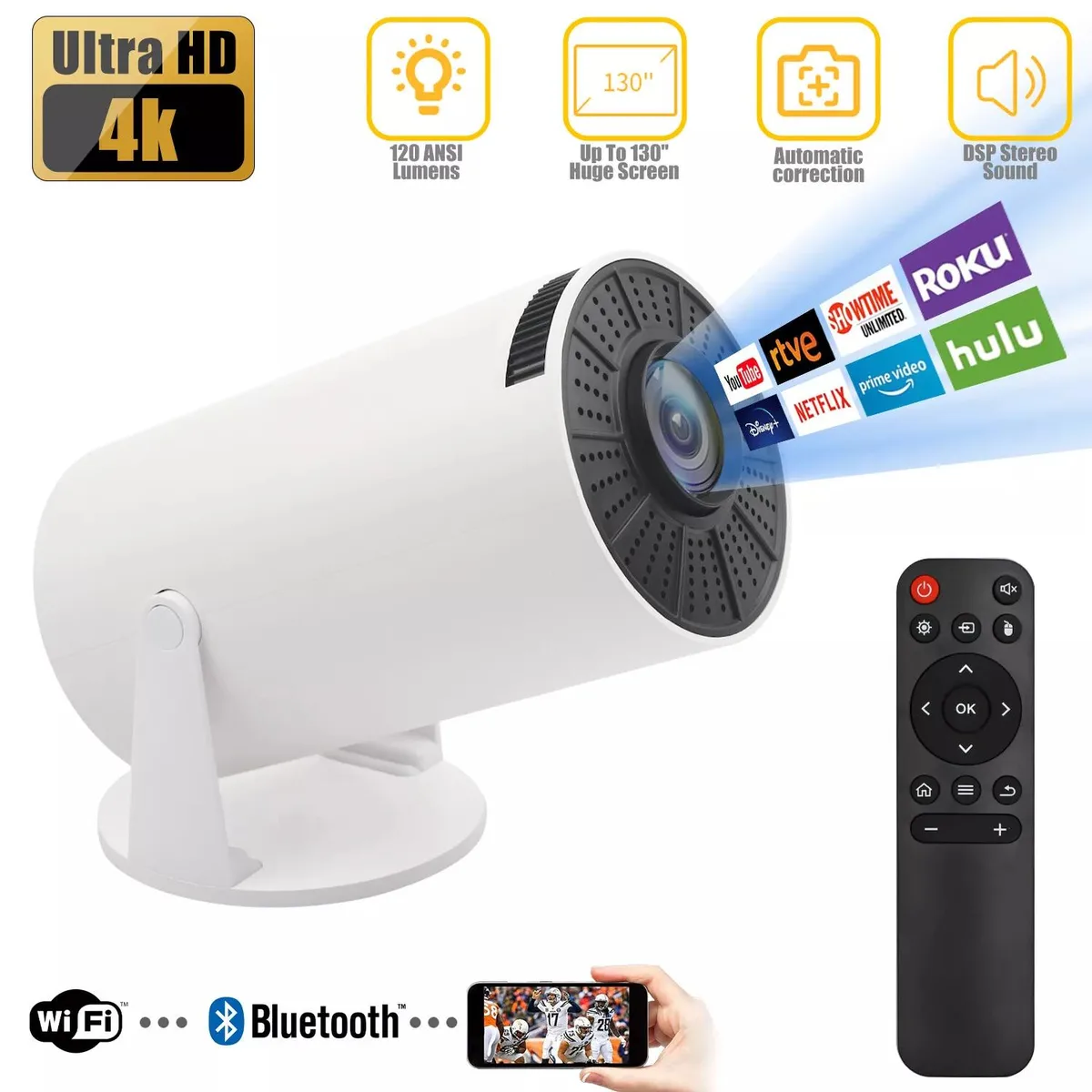 NShi NShi 4K Mini Projector 10000 Lumens 1280x720 Native WiFi 6 Bluetooth 5.0 — product photo