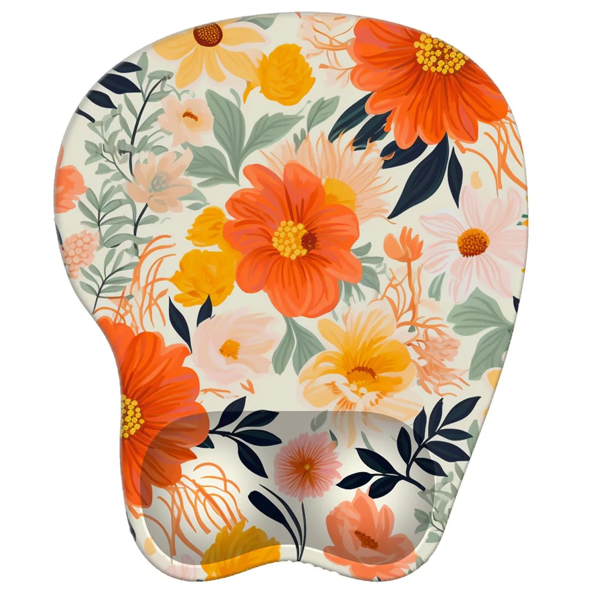  NNAKAPAKA NKP-03 Wrist Support Mouse Pad M-Orange Floral 9.0 in x 8.0 in — product photo