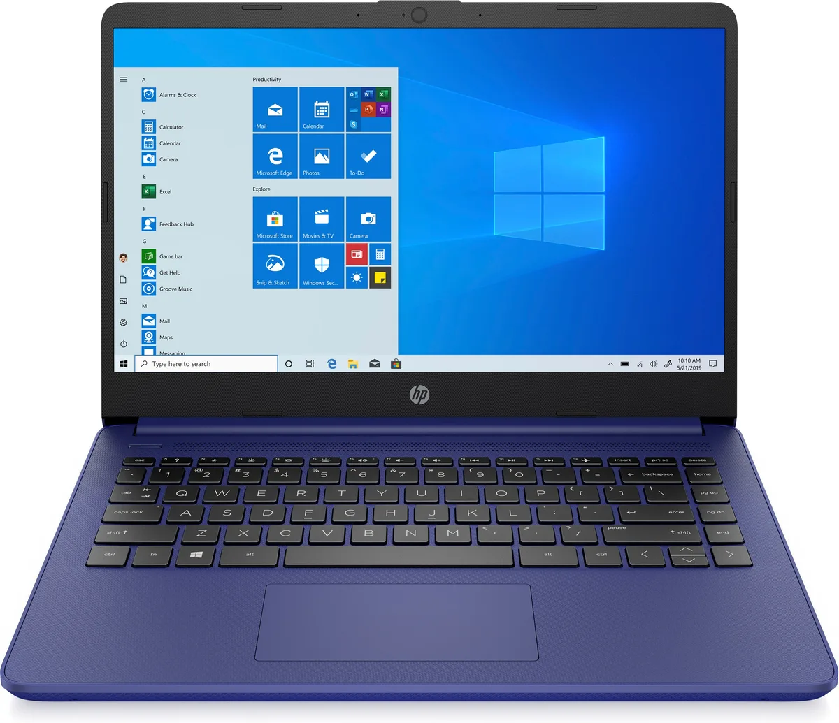 HP HP 14-dq0010nr laptop Intel Celeron N4020 4GB 64GB eMMC 14" Windows 10 Home S mode Blue — product photo
