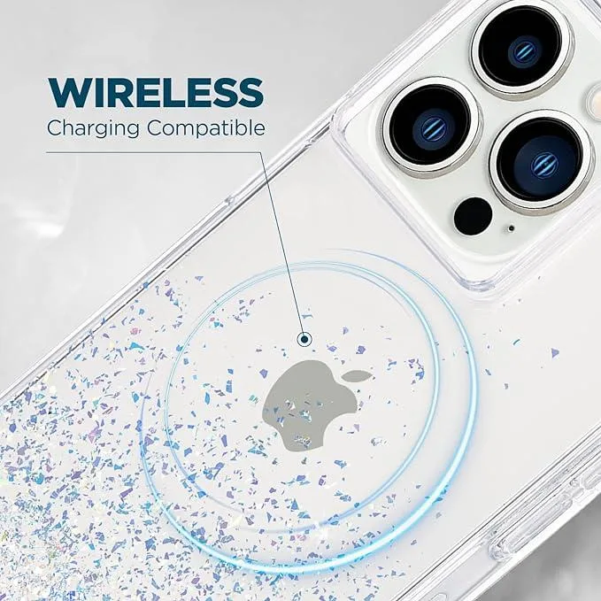 Translucent ombre phone case with glitter particles for iPhone 13 Pro