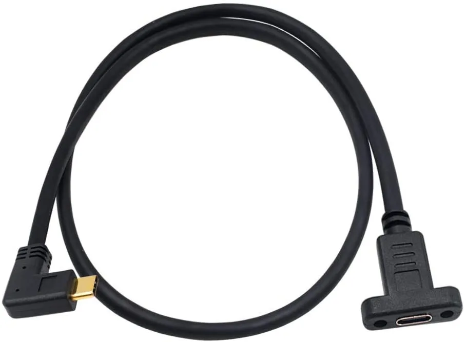 DIVI DIVI USB 3.1 Type C Male to Female 90 Degree Extension Cable 60cm Panel Mount Screw — product photo
