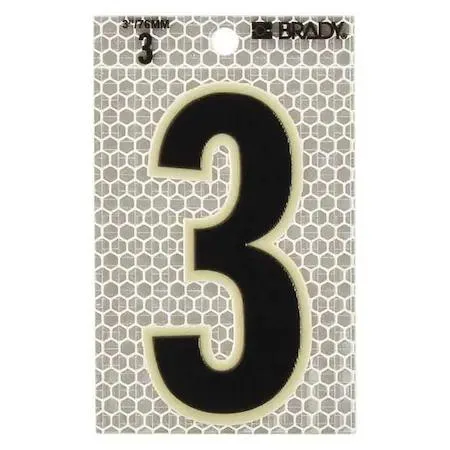 Ten silver vinyl labels with black number 3 and glow border