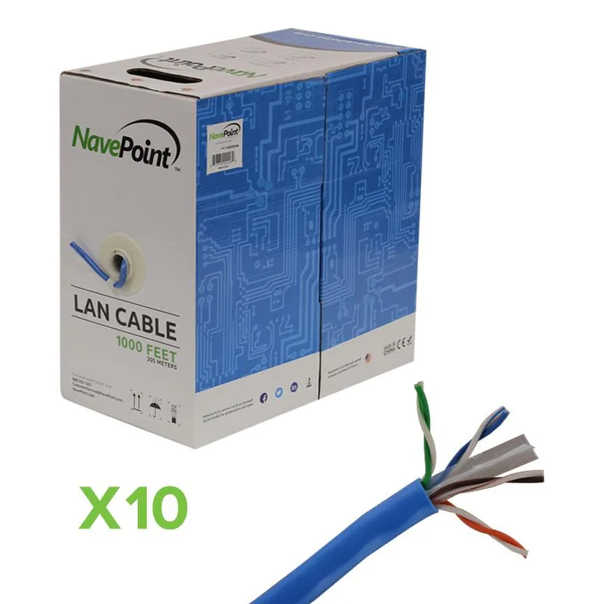 NavePoint NavePoint CAT6 CCA UTP Bulk Cable 1000 Ft 10-pack Blue — product photo