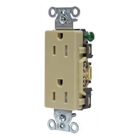 Ivory composite decorator duplex receptacle flush mounted