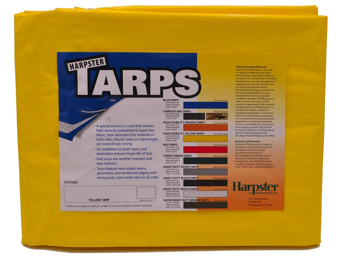 Tarps Direct Tarps Direct 18' x 24' High Visibility Yellow 3.3 oz Poly Tarp 8 Mil — product photo