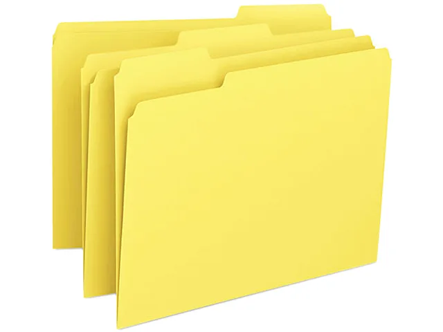 Smead Smead 12943 file folders, letter size, yellow, 11 pt stock, box of 100 — product photo