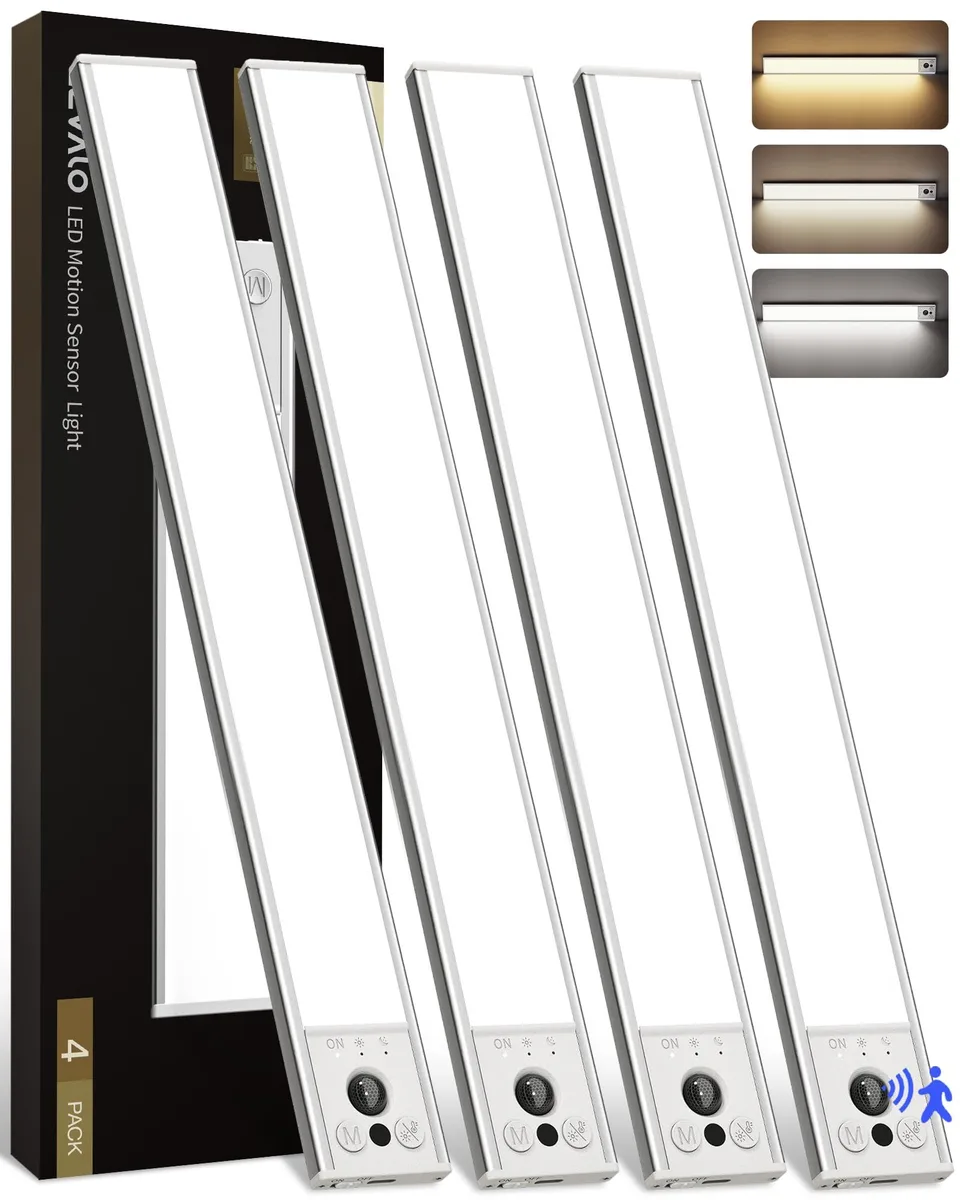 Four white 16.5-inch LED light bars with magnetic mounting, USB-C cables included