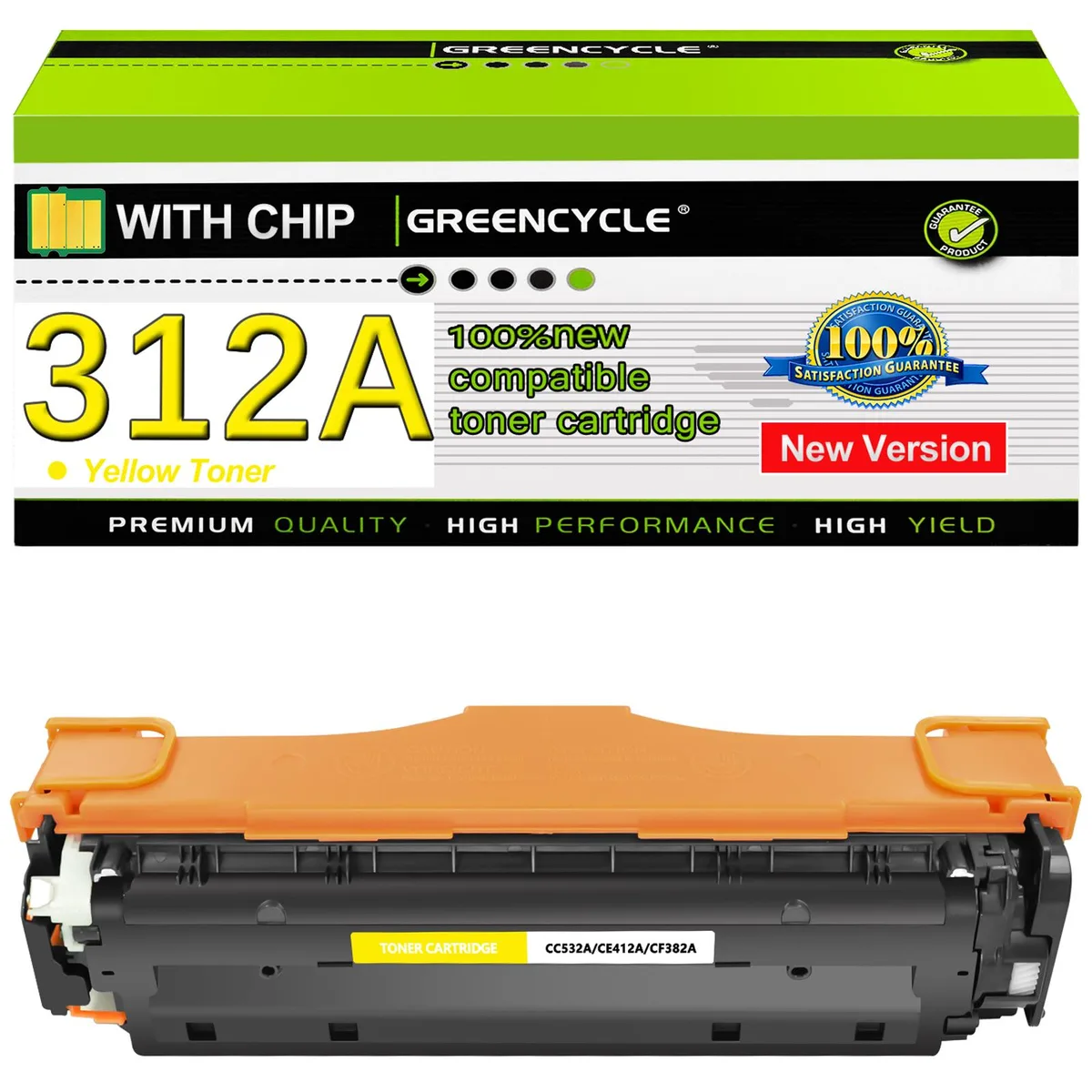 GREENCYCLE GREENCYCLE 312A Yellow Toner Cartridge CF382A 2700 Pages — product photo