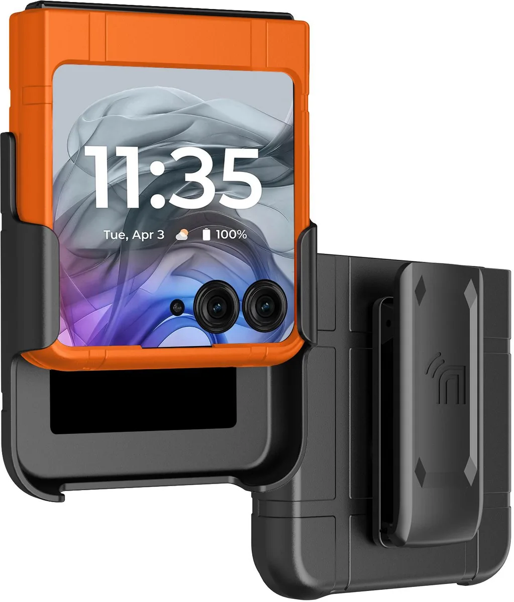 Nakedcellphone Nakedcellphone Hard Case &amp; Belt Clip Holster for Motorola RAZR 2024/2025/2026 Orange — product photo