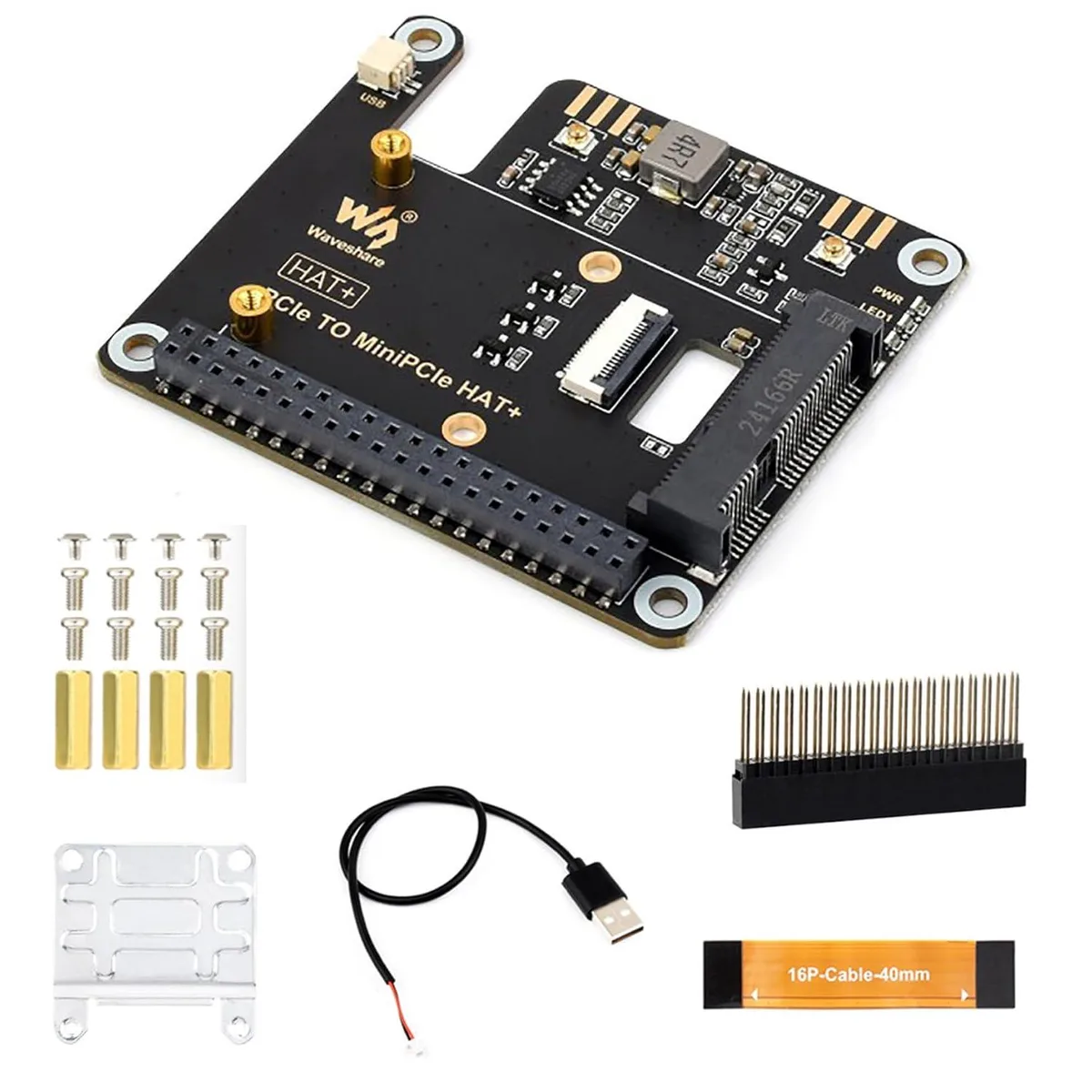 LORDWORLD LORDWORLD PCIe to MiniPCIe Adapter Raspberry Pi 5 MiniPCIe Wireless NIC Plug Play USB Bluetooth 16PIN — product photo