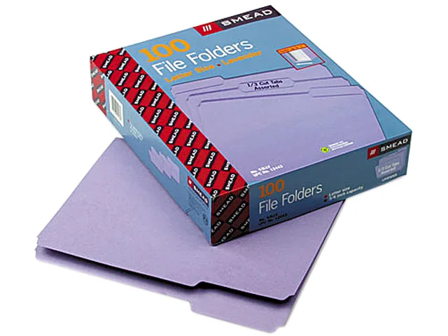Smead Smead 12443 Lavender file folder, 100 per box, 11 pt stock — product photo