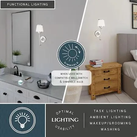 Vaxcel Kelsy single-light vanity fixture in chrome finish