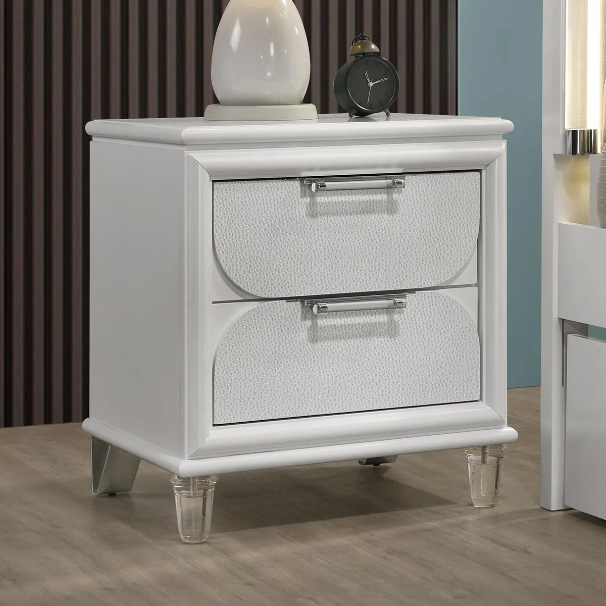 tuphen tuphen Pearl White Nightstand 2-Drawer 22.5"W 17"D 24"H — product photo