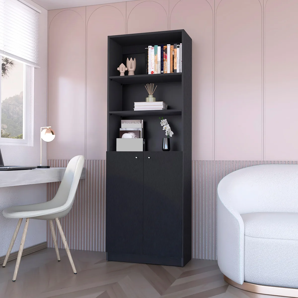 FM FURNITURE FM FURNITURE Sutton 2-Door Bookcase Black FM9772ELW — product photo