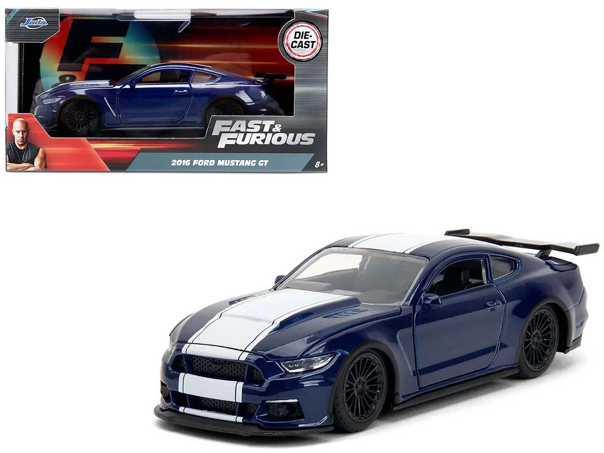 Jada Jada 2016 Ford Mustang GT Dark Blue Metallic White Stripe F9 2021 1/32 Diecast — product photo