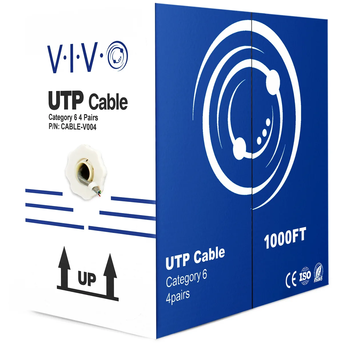 VIVO VIVO Cat6 UTP CCA 23 AWG Grey 1000 ft bulk ethernet cable — product photo