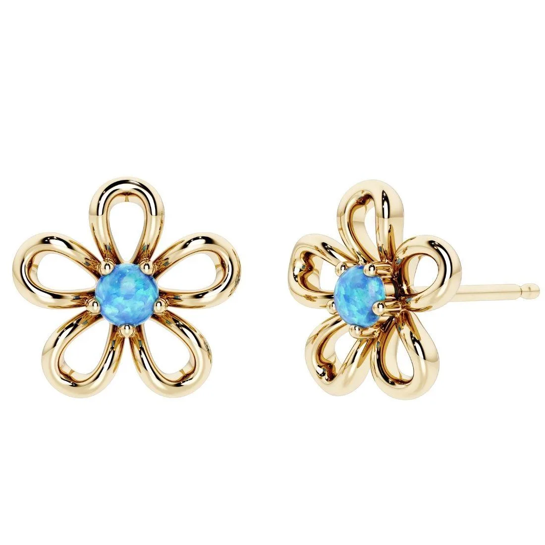 Oravo Oravo Blue Opal Flower Stud Earrings 925 Sterling Silver 2.8 g — product photo