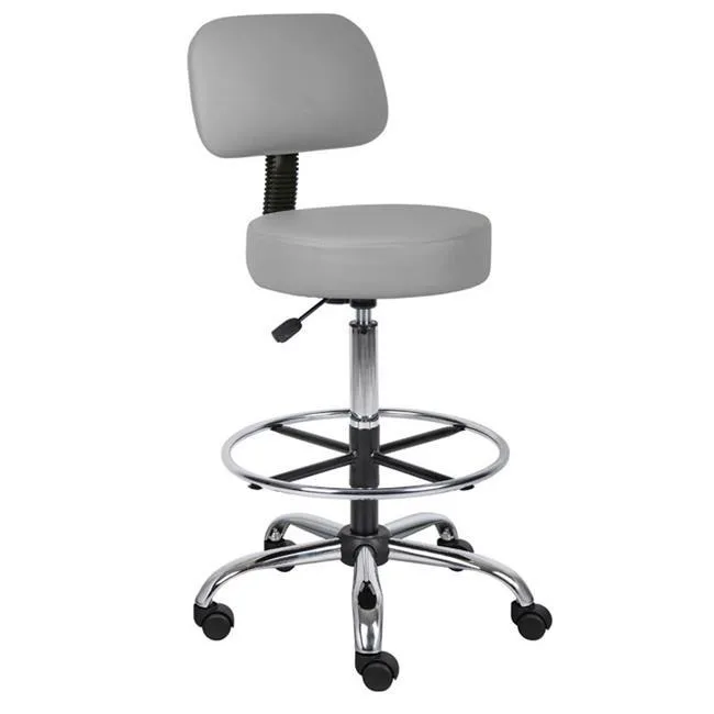 BOSS Office Products BOSS Office Products B16245-GY Caressoft Medical Drafting Stool with Back Cushion and Foot Ring Grey — product photo