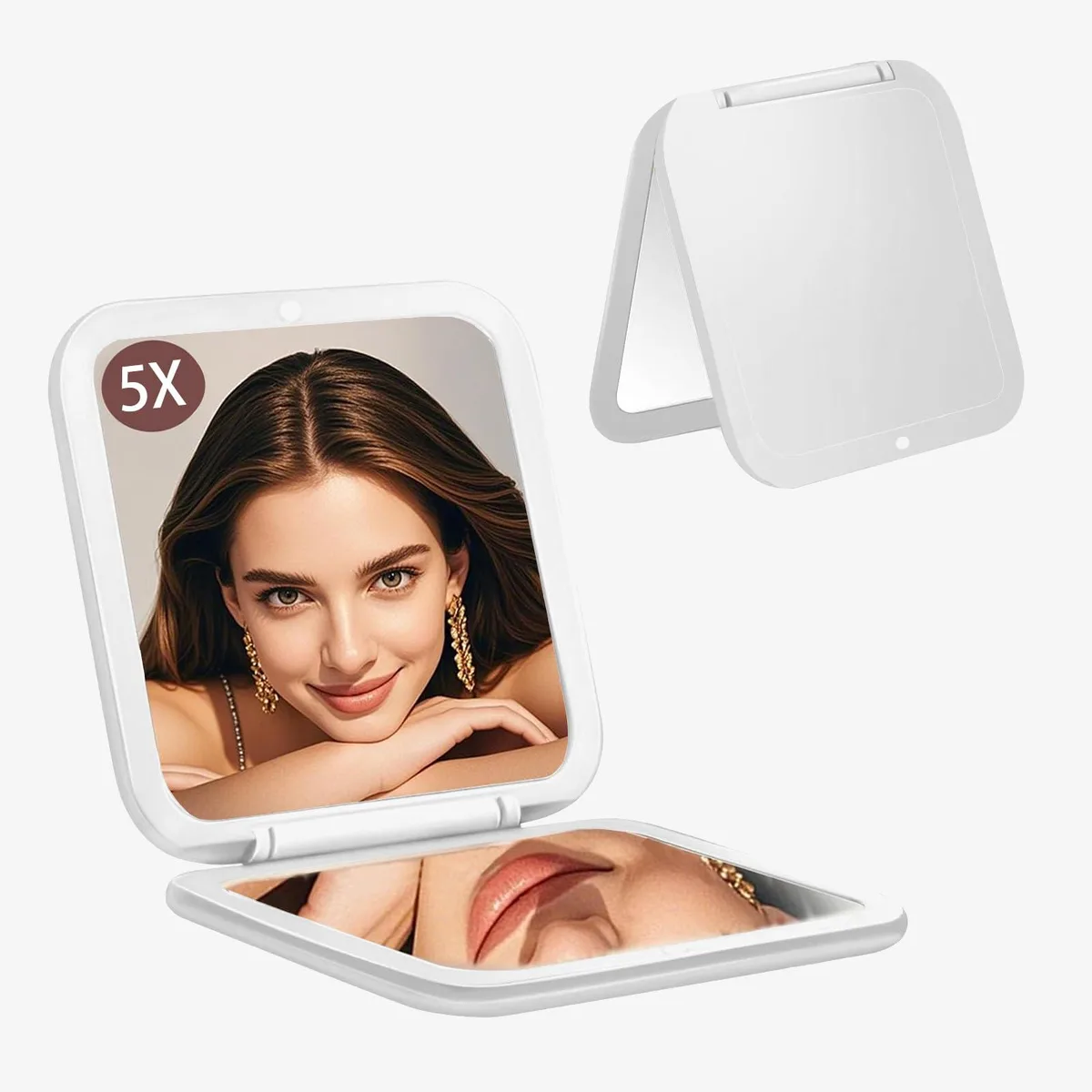  CYHTSHFZ hzj-white 5x/1x Square Pocket Mirror White 180° — product photo
