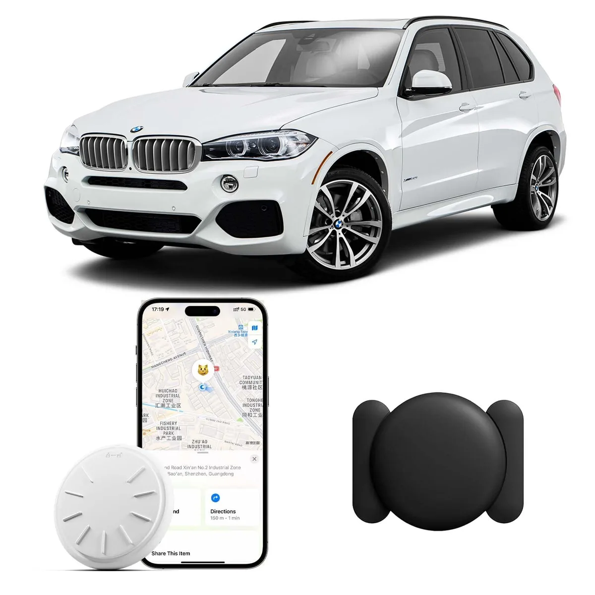 Small black plastic tracker with magnetic weatherproof case
