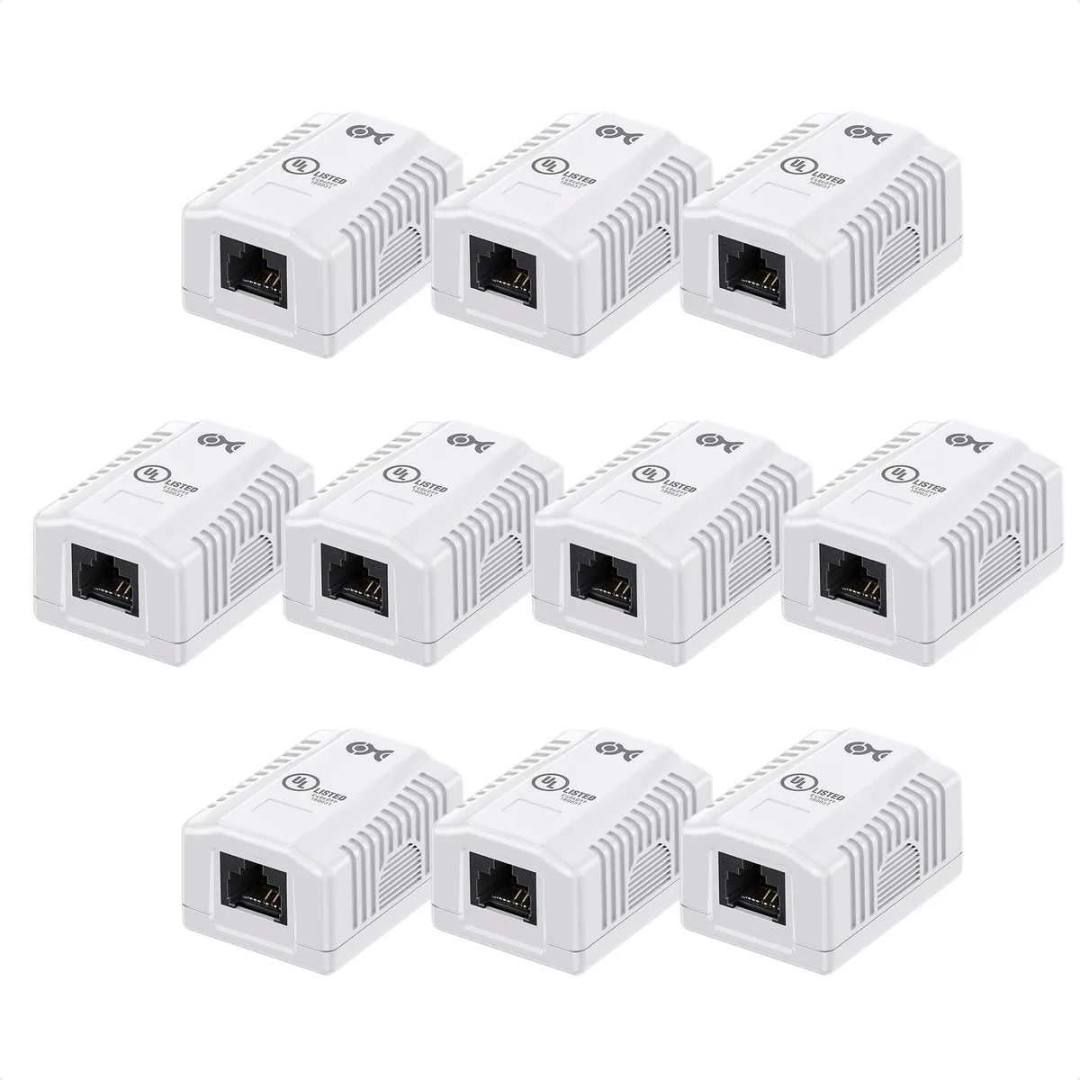 Cable Matters Cable Matters Cat6 RJ45 Surface Mount Box 10-Pack 1 Port White — product photo