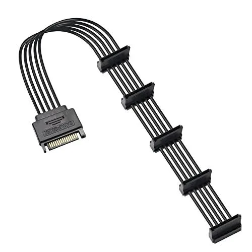 BUCIER BUCIER SATA 15-Pin Male to 5 Female Right-Angle Splitter Cable 50cm — product photo