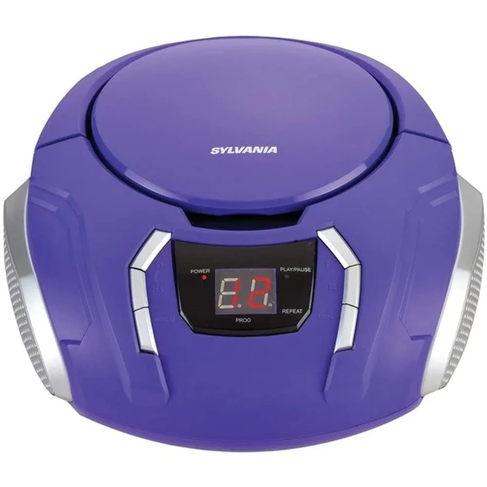Sylvania PRCD261-PURPLE Portable CD Boombox AM/FM Aux Purple — product photo