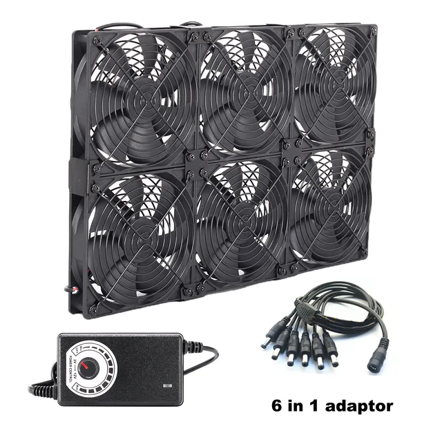 SXDOOL SXDOOL 6IN1 Six-Fan Cooling Kit 12025 3-12V Controller Dual Ball Bearing — product photo
